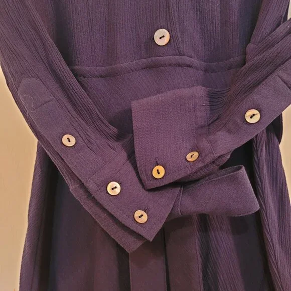 Soft Surroundings Savannah Women's Navy Crinkle Maxi Dress Petite XS - Picture 4 of 13